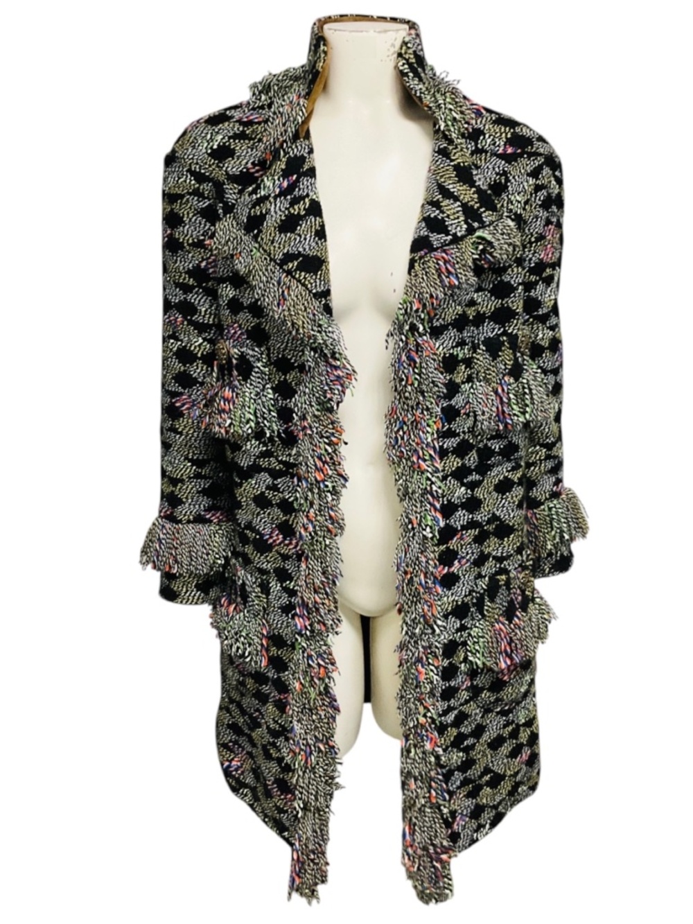 Chanel Black / Green Multi Paris-Salzburg Pre-Fall 2015 Métiers d'Art Fringed Wo